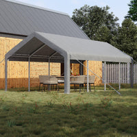 Garvee 13' x 25' Heavy-Duty Portable Carport Garage Shelter, 220G Waterproof PE Canopy with Roll-Up Doors, Removable Sidewalls & Steel Frame for Cars, Trucks, Boats & Outdoor Storage, Grey