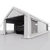 Garvee Heavy Duty 13x25 FT White Portable Carport Canopy Garage Tent - Waterproof UV-Resistant Shelter, 2 Roll-Up Doors, 4 Windows, 10 Sandbags, Removable Sidewalls, for Cars, Trucks, Boats, Motorcycles - White