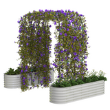 Garvee Galvanized Raised Garden Bed with 96" Vertical Arch Trellis - Rust-Resistant, Expandable Trellis - Steel, Plant Clips, Drainage Netting - Outdoor Garden, Patio, Beige - Beige