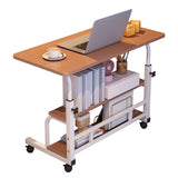 Garvee Adjustable Height Mobile Standing Desk, Portable Bedside Desk with Storage Shelves, Compact Laptop Desk for Home Office, Study, Small Spaces, Bedroom, Brown, 31.5"x15.7" - Brown