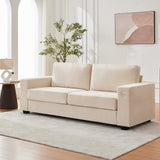 Garvee 90" Modern Couches for Living Room, Chenille Fabric Loveseat Sofa with USB & Type-c Charging Ports, Removable Cushion Cover, Side Pocket, Sturdy Wood Frame, for Apartment or Home, Beige - Beige