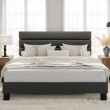 Garvee King Size Bed Frame with Adjustable Headboard, Fabric Upholstered and Wooden Slats Support Platform Bed Frame, Heavy Duty Mattress Foundation, Easy Assembly, Dark Grey - Dark Grey