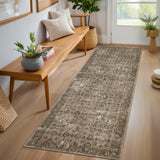 Garvee 2x6 Washable Bathroom Hallway Runner Rug with Rubber Backing Non Slip Vintage Boho Floral Long Runners Rugs for Entryway Indoor Laundry Room Bath Floor Kitchen,Camel - Camel