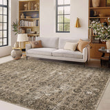 Garvee 9x12 Washable Area Rugs for Living Room Big Bedroom Under Bed,Faux Wool Soft No Slip Floral Boho Vintage Extra Large Carpet for Dining Room Office,Camel - Camel
