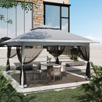 Garvee 13'x13' Pop Up Tent Outdoor Canopy Shelter with Mosquito Netting 4 Stanbags Instant Gazebo Tent for Lawn, Garden, Backyard Deck (Charcoal Grey + Light Grey)