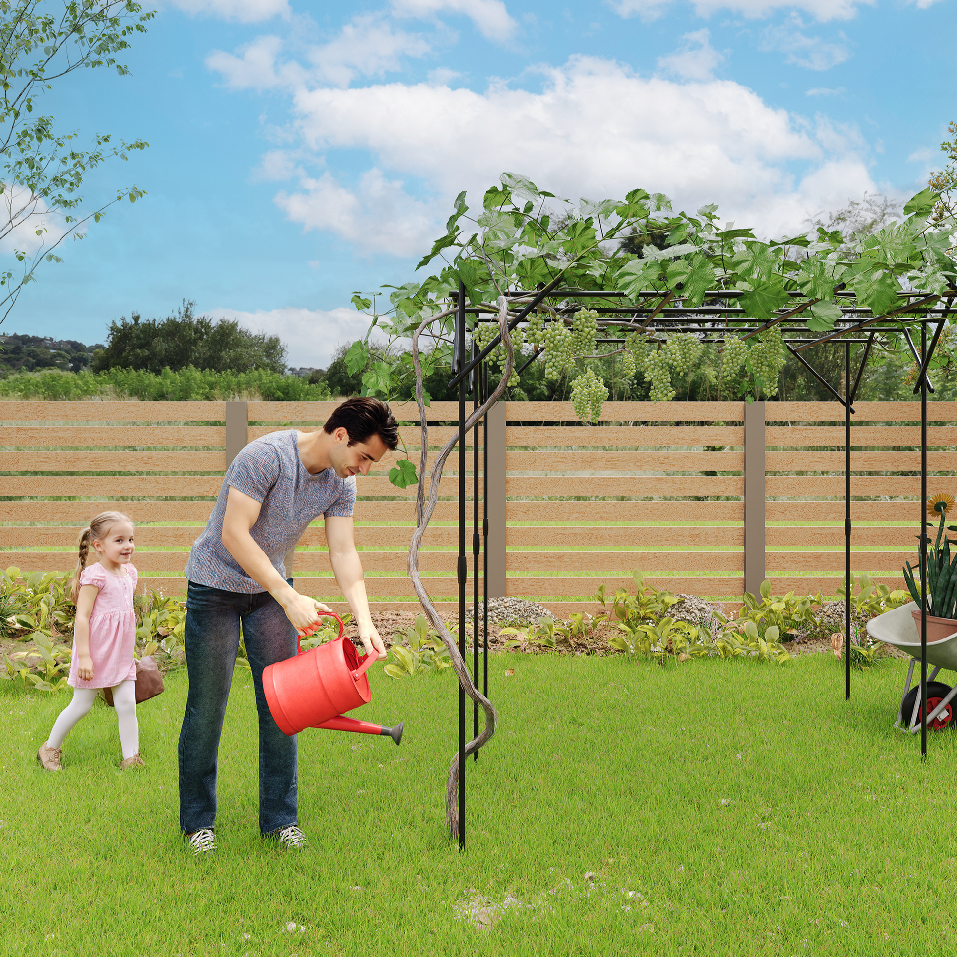 Garvee 86.6 in Garden Arch Trellis, Outdoor Metal Arbor for Climbing Plants, Tool-Free Assembly, Rust-Resistant Plant Support for Roses, Vines & Flowers