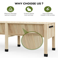 Garvee Wood Raised Garden Bed Planter Box 72"x26"x31"Tall 13.7"Deep Natural Cedar with Hooks & Crossbars Outdoor Vegetable Herb Gardening
