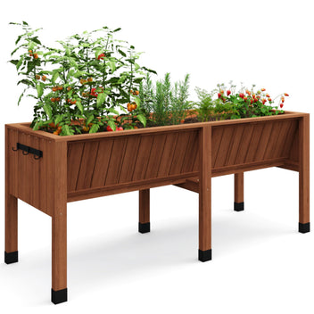 Garvee 72" x 26" x 31" Cedar Raised Garden Bed, 13.7" Deep Elevated Planter Box with Liner, Hooks & Drainage Hole for Vegetables, Herbs & Flowers, Acorn Brown