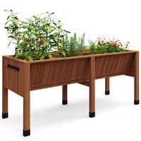 Garvee 72" x 26" x 31" Cedar Raised Garden Bed, 13.7" Deep Elevated Planter Box with Liner, Hooks & Drainage Hole for Vegetables, Herbs & Flowers, Acorn Brown