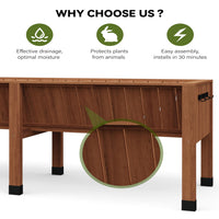 Garvee 72" x 26" x 31" Cedar Raised Garden Bed, 13.7" Deep Elevated Planter Box with Liner, Hooks & Drainage Hole for Vegetables, Herbs & Flowers, Acorn Brown
