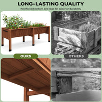 Garvee 72" x 26" x 31" Cedar Raised Garden Bed, 13.7" Deep Elevated Planter Box with Liner, Hooks & Drainage Hole for Vegetables, Herbs & Flowers, Acorn Brown