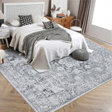 Garvee Ultra-Thin Washable 10x13 Area Rugs for Living Room, Non Slip Boho Large Living Room Rug, Vintage Oriental Indoor Floor Carpet for Dining Room Home Office Table Dorm Decor, Grey - Gray