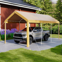 Garvee Heavy Duty 10x20 Ft Carport Canopy with Galvanized Steel Frame, Side-Opening Door & Roll-Up Windows, Tear-Proof PE Fabric, Portable Outdoor Shelter for Vehicles & Boats
