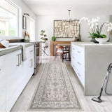 Garvee 2'x6' Runner Rug Boho Vintage Floral Rug Stain Resistant for Bedroom Dining Room Entryway Kitchen Playroom Low Pile Non Slip Soft Thin Carpet Pink Camel - Pink Camel
