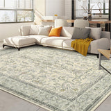 Garvee 8'x10' Boho Vintage Floral Rug Stain Resistant Low Pile Carpet For Bedroom Room Kids Playroom Office Decor Indoor Non Slip Soft Thin Carpet Light Green - Light Green