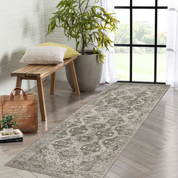 Garvee Persian Red-Brown 2x6 Runner Rug Vintage Irregular Pattern Non Skid Washable Ultra-Thin Long Carpet for Indoor Bedroom Entryway Office Kitchen