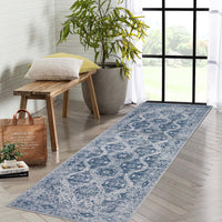 Garvee Persian Blue 2x6 Runner Rug Vintage Irregular Pattern Non Skid Washable Ultra-Thin Long Carpet for Indoor Bedroom Entryway Office Kitchen