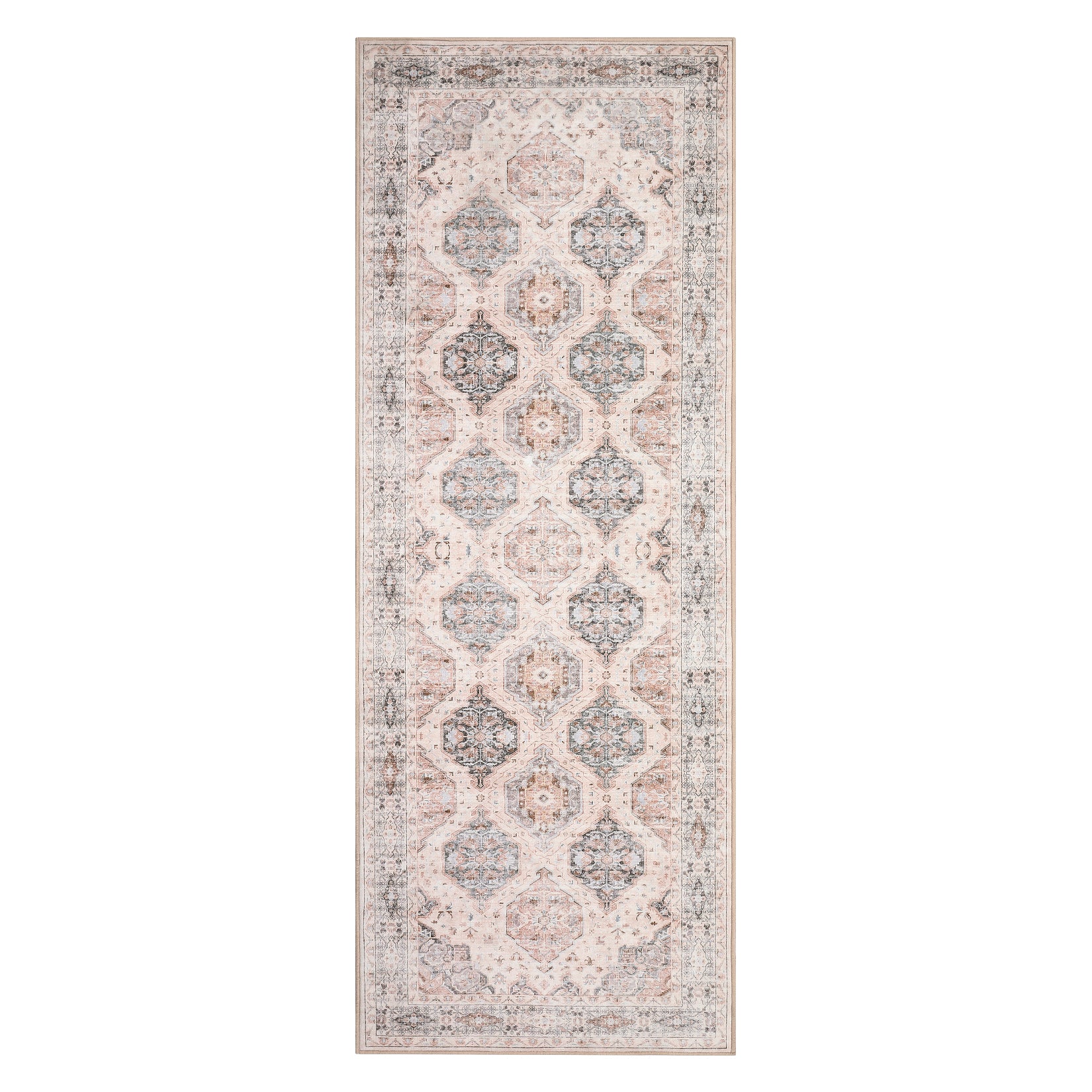 Garvee Persian Beige 2x6 Runner Rug Vintage Irregular Pattern Non Skid Washable Ultra-Thin Long Carpet for Indoor Bedroom Entryway Office Kitchen