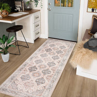 Garvee Persian Beige 2x6 Runner Rug Vintage Irregular Pattern Non Skid Washable Ultra-Thin Long Carpet for Indoor Bedroom Entryway Office Kitchen