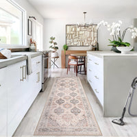 Garvee Persian Beige 2x6 Runner Rug Vintage Irregular Pattern Non Skid Washable Ultra-Thin Long Carpet for Indoor Bedroom Entryway Office Kitchen