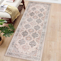 Garvee Persian Beige 2x6 Runner Rug Vintage Irregular Pattern Non Skid Washable Ultra-Thin Long Carpet for Indoor Bedroom Entryway Office Kitchen
