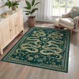 Garvee Snake Area Rugs 9x12 Washable Non-Slip Forest Blue Low-Pile Carpet for Living Room Bedroom Dining Room Office - Blue