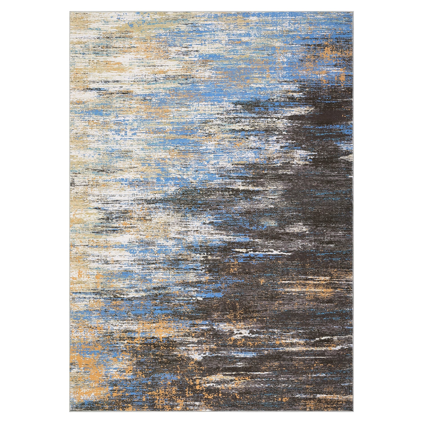 Garvee Modern Abstract Living Room Rug 8x10, Washable Area Rugs for Bedroom, Stain Resistant Non Slip Large Rug, Soft Indoor Carpet for Dining Room Table Home Decor, Blue/Brown