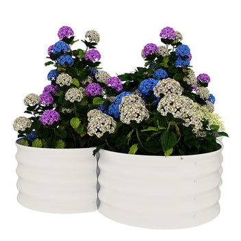 Garvee 2-Pack Galvanized Raised Garden Beds, 4' × 4' × 1' Metal Planter Boxes with Open Base, White