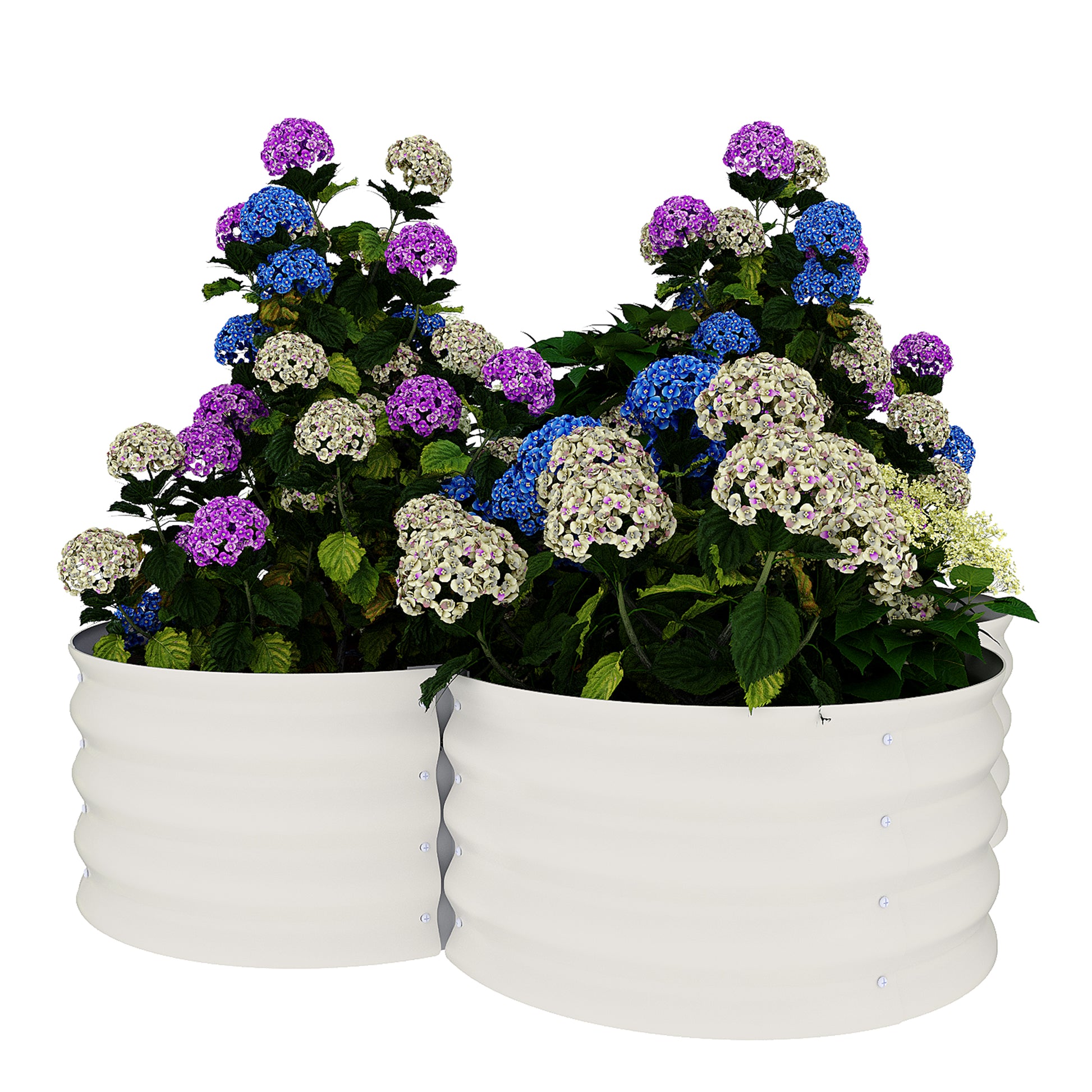 Garvee 2-Pack Galvanized Raised Garden Beds, 4' × 4' × 1' Metal Planter Boxes with Open Base, White