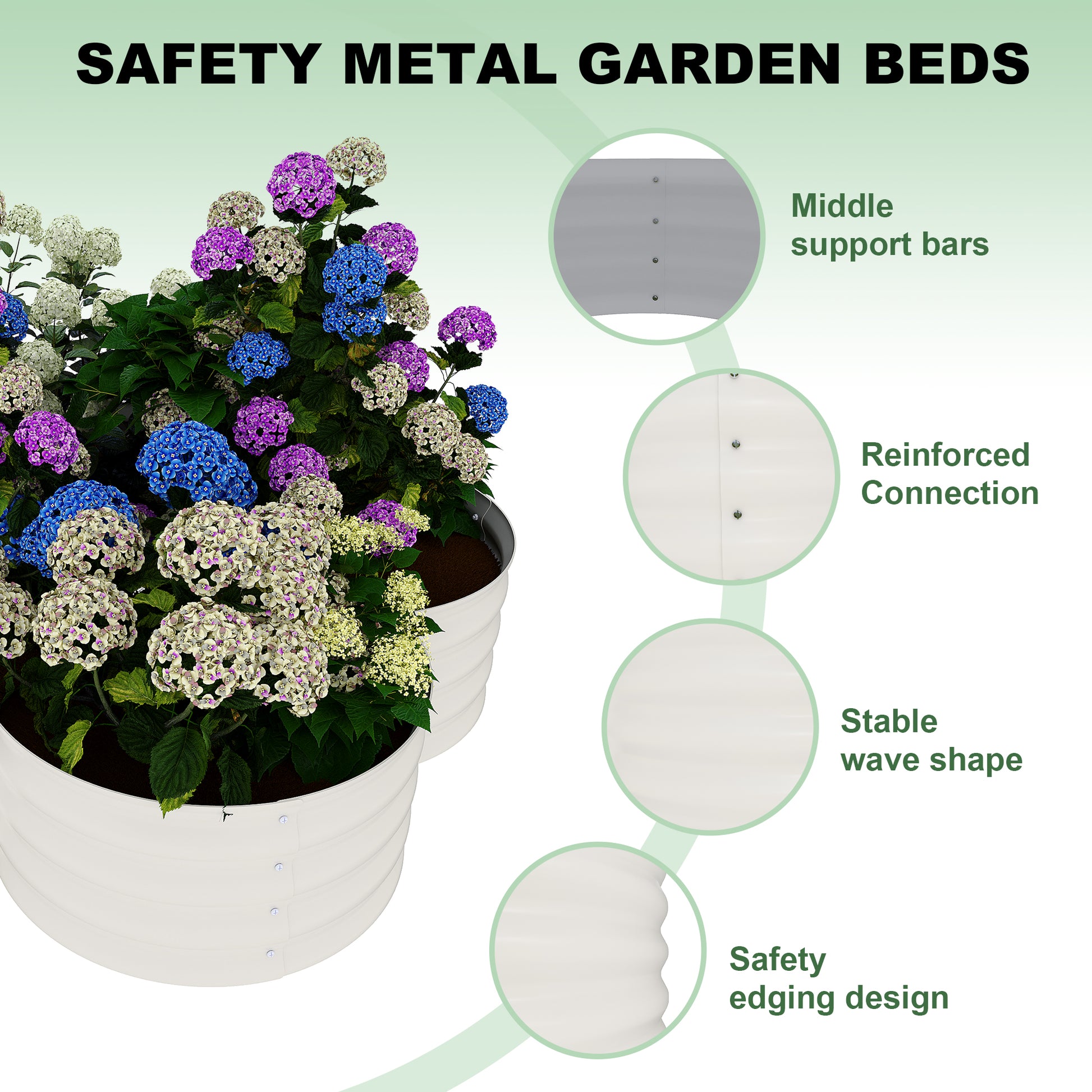 Garvee 2-Pack Galvanized Raised Garden Beds, 4' × 4' × 1' Metal Planter Boxes with Open Base, White