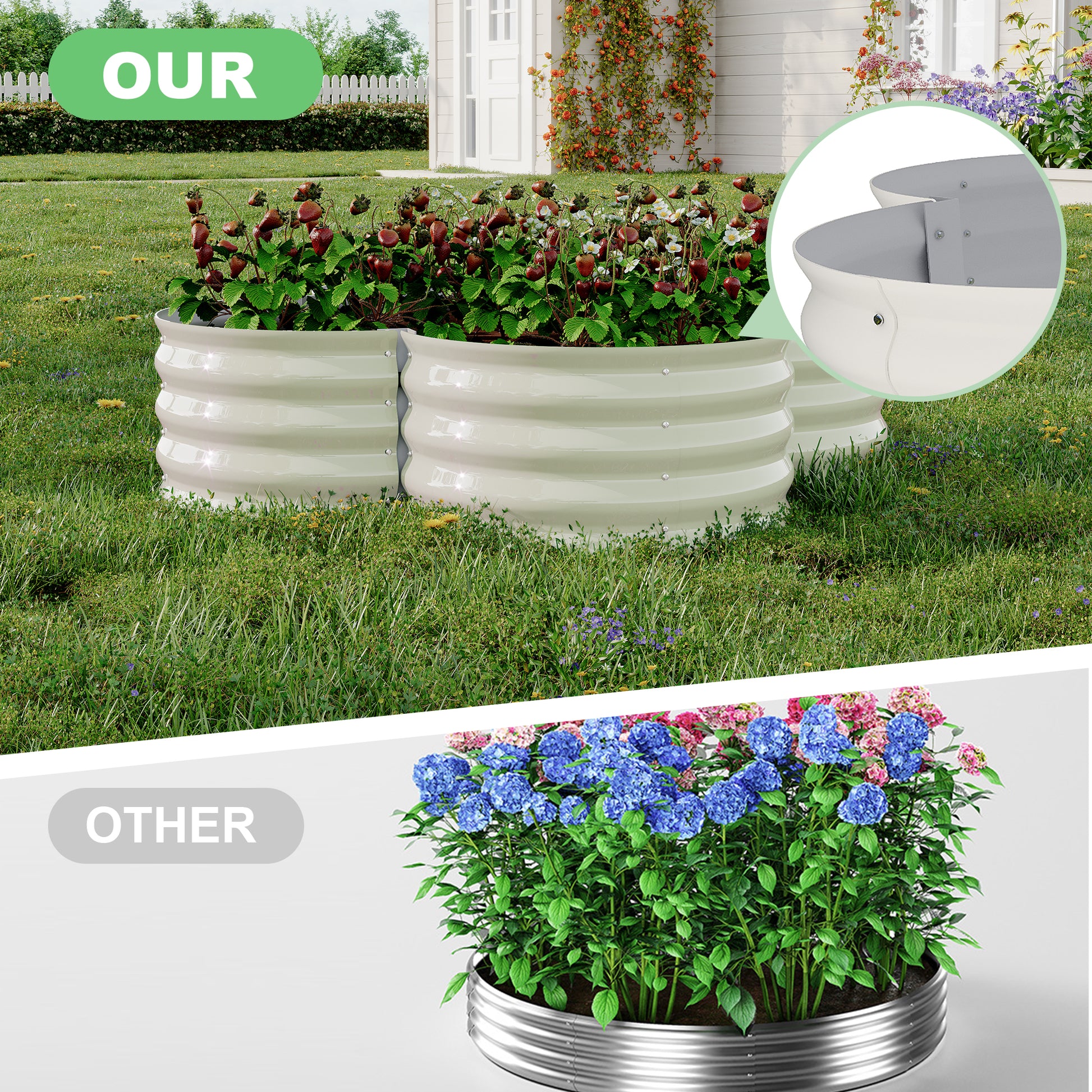 Garvee 2-Pack Galvanized Raised Garden Beds, 4' × 4' × 1' Metal Planter Boxes with Open Base, White