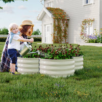 Garvee 2-Pack Galvanized Raised Garden Beds, 4' × 4' × 1' Metal Planter Boxes with Open Base, White