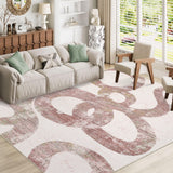 Garvee Washable Pink Rug 5x7, Abstract Non Slip Area Rugs for Living Room Bedroom, Modern Soft Accent Carpet with Snake Design, Low Pile Non Shedding Rugs for Dining Room Office - Pink