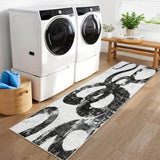 Garvee Washable Runner Rug 2x6, Soft Non Slip Black and White Kitchen Runner, Low Pile Ultra Thin Hallway Rugs, Non Sheddiing Foldable Lightweight Mat for Entryway Bathroom Laundry, Snake Print - Black & White
