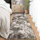 Garvee Washable Brown Runner Rug 2x6, Abstract Non Slip Kitchen Runner, Soft Modern Low Pile Area Rugs for Hallway, Indoor Contemporary Accent Carpet for Bathroom Laundry, Brown - Brown