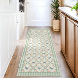 Garvee Washable Runner Rug 2x6 for Hallway Kitchen, Soft Farmouse Accent Non Slip Runner with Butterflies Print, Green Botanical Floral Carpet for Laundry Bathroom - Green
