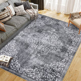 Garvee Washable Area Rugs Stain Resistant Carpet with Non Slip Backing for Living Room Bedroom Kitchen Bathroom, 5'x7', Grey - Gray