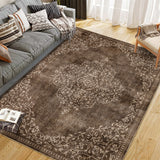 Garvee Washable Area Rugs Stain Resistant Carpet Brown 5'x7' for Living Room Bedroom Kitchen Bathroom with Non Slip Backing - Brown