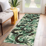 Garvee 2x6 Washable Runner Rug Snake Oriental Hallway Area Rug Retro Aesthetics Animal Throw Carpet Non Slip Soft Non-Shedding Kitchen Runners for Bedroom Entryway Living Room - Beige/Green