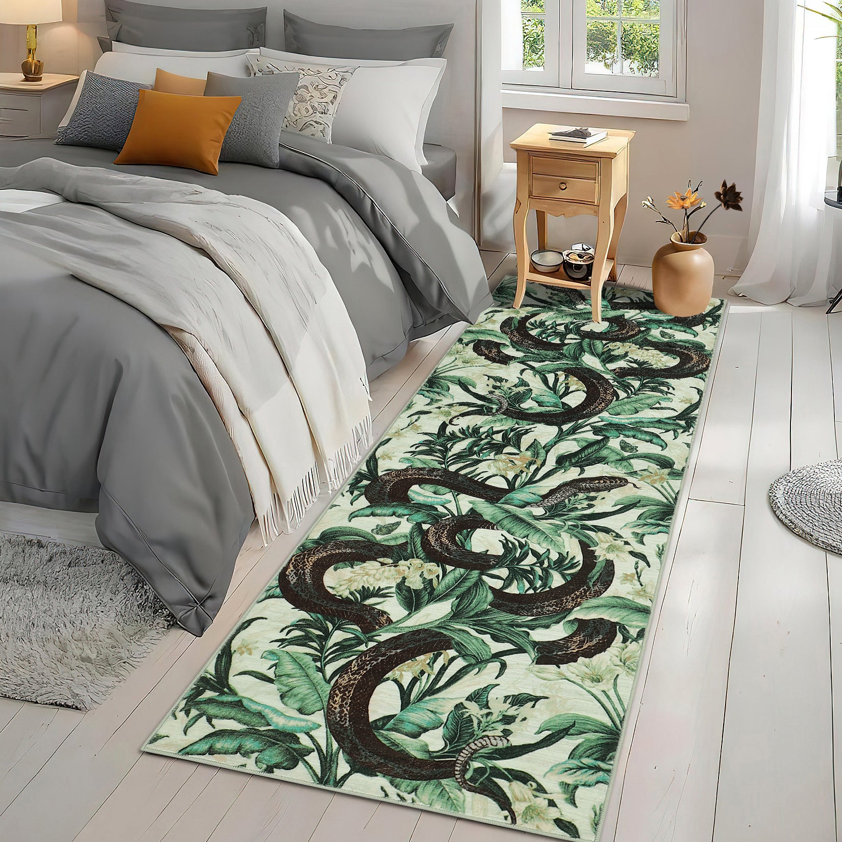 Garvee 2x6 Washable Runner Rug Snake Oriental Hallway Area Rug Retro Aesthetics Animal Throw Carpet Non Slip Soft Non-Shedding Kitchen Runners for Bedroom Entryway Living Room