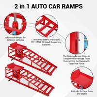 Garvee 2PCS Auto Car Truck Service Ramps Lifts,12000lbs(5T) Garage Car Lift Hydraulic Ramps,Portable Car Ramps for Oil Changes High Lift,Lift Repair Frame Lift Height Adjust 9.8"-15" (Red)