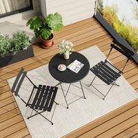 Garvee 3-Piece Folding Patio Bistro Set, Powder-Coated Metal Table and 2 Chairs for Balcony, Porch, Garden, Small Outdoor Spaces,Black