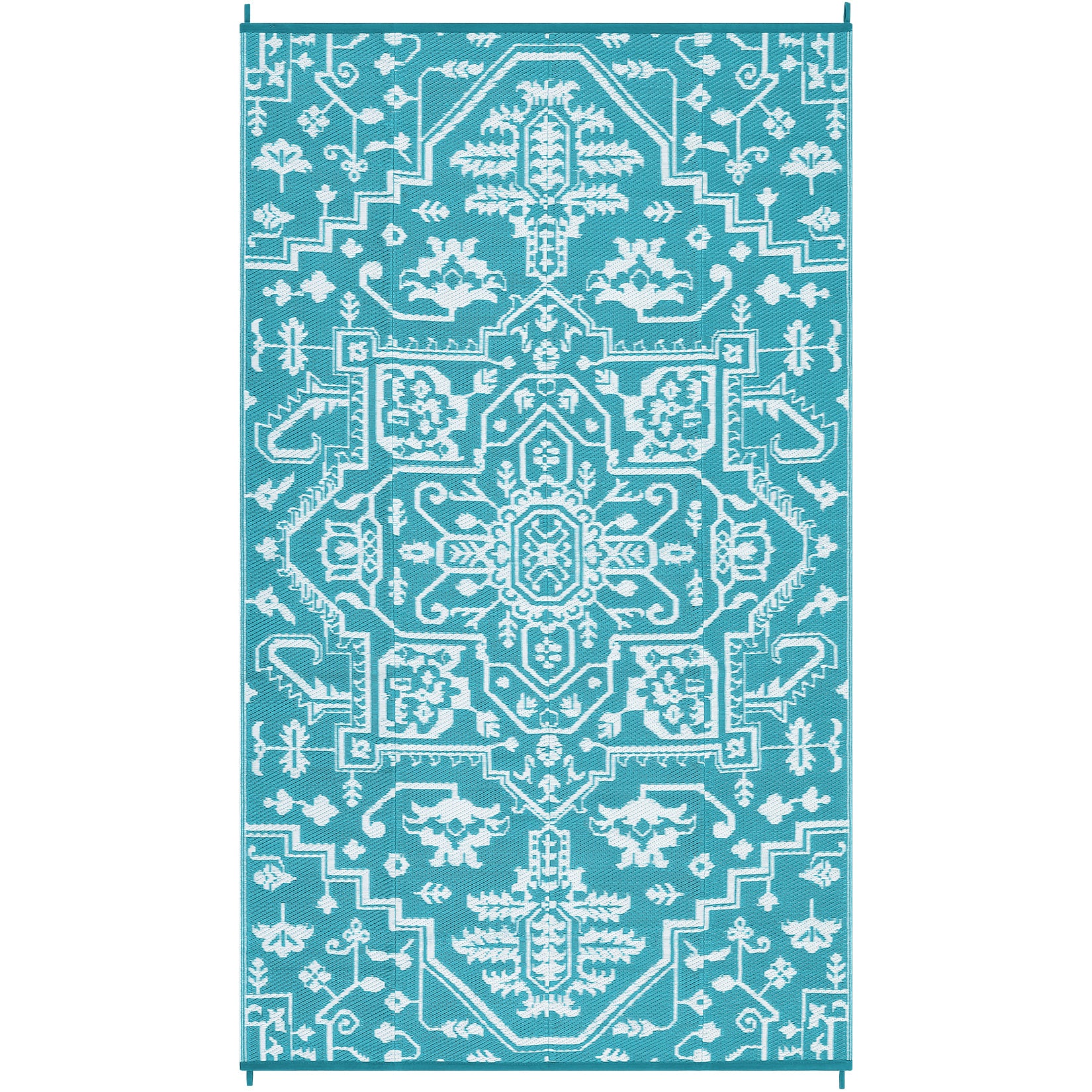 Garvee Outdoor Patio Rug 8x10 Waterproof Reversible Medallion Pattern Polypropylene Foldable Lightweight with Stakes for Backyard Deck