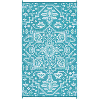 Garvee Outdoor Patio Rug 8x10 Waterproof Reversible Medallion Pattern Polypropylene Foldable Lightweight with Stakes for Backyard Deck