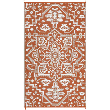 Garvee Outdoor Rug 10x14 Waterproof Reversible Plastic Straw Rug for Patio, RV, Picnic, Backyard, Brick Red & White