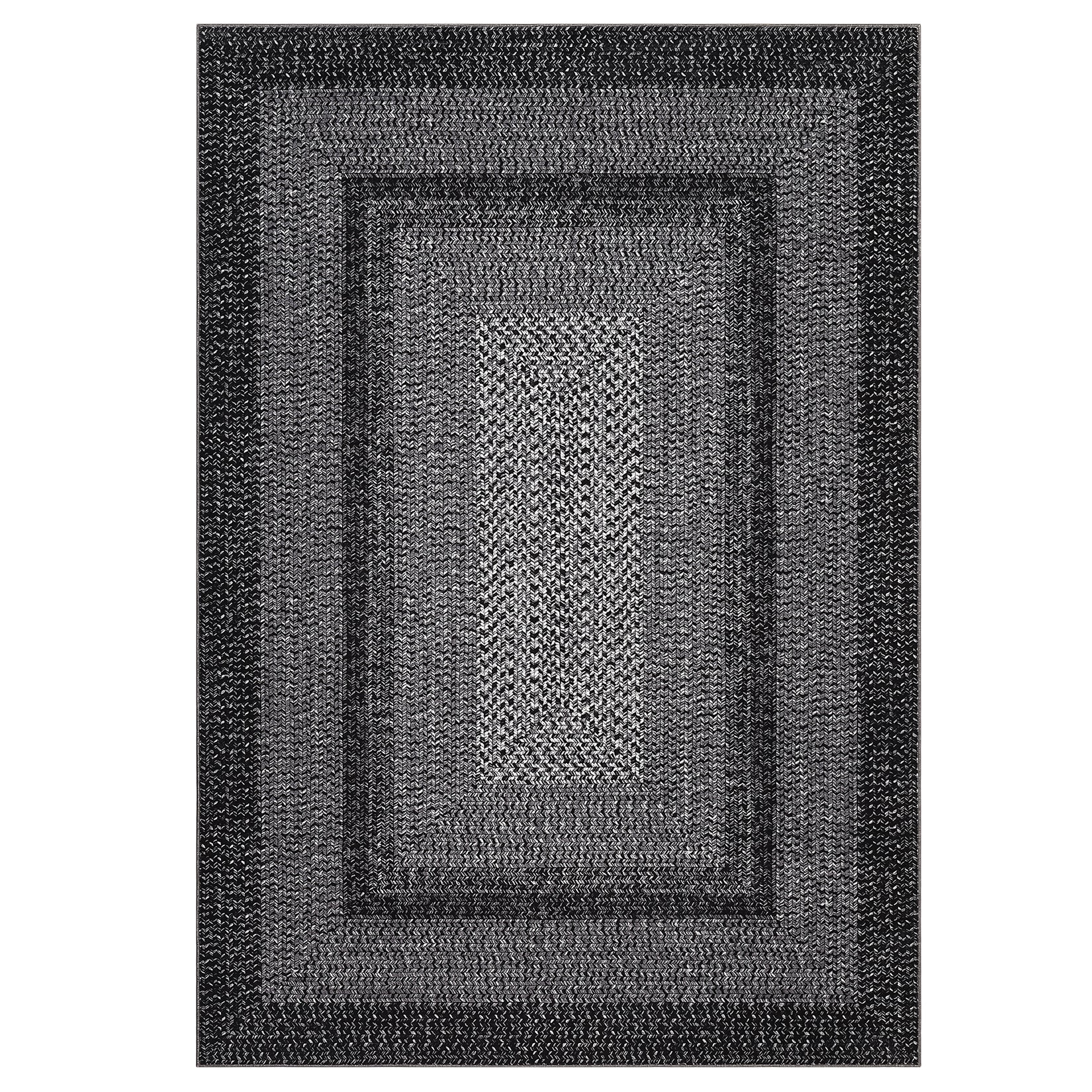 Garvee Bordered Black 6x9 Area Rug for Living Room,Vintage Area Rug for Bedroom Indoor Braided Printed Large Rug Soft Non Shedding Stain Carpet for Dining Room