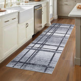 Garvee Washable 2x6 Kitchen Runner Rug, Soft Non Slip Geometric Modern Rugs, Low Pile Ultra Thin Rug Runners for Hallways, Indoor Contemporary Carpet Mat for Entryway Bathroom Bedside, Light Grey - Light Gray