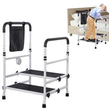 Garvee 2-Step Stool with Dual Handrails 440 lbs Capacity, Heavy Duty Safety Step Stool with Non-Slip Platform & Rubber Feet for Seniors, Bedside, Bathtub, RV