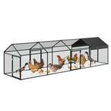Garvee Metal Chicken Coop with Waterproof and Anti-UV Cover, 160" x40" x40" Large Chicken Run with 4 Doors, Outdoor Hen House for Yard, Walk In Poultry Cage for Rabbit Duck Goose, Black