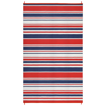 Garvee 10x14 Modern Lines Outdoor Large Rug Waterproof UV-Resistant Striped Patio Rug Red Navy White for Camping Picnic Pool Side RV